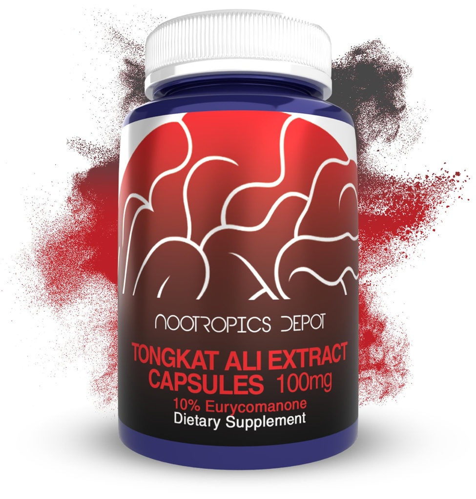 Nootropics Depot Tongkat Ali Extract Capsules | 100mg | 120 Count | 10% Eurycomanone by HPTLC | Eurycoma longifolia Root Extract