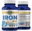 Iron Supplement – 36mg Iron (as Bisglycinate) | High Absorption, Gentle On Stomachs | Vegan, Non-GMO | Supports Energy, Immune Health & Red Blood Cell Formation | 120 Capsules