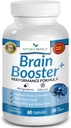 40-in-1 Brain Booster Supplement for Focus, Memory, Clarity, Energy | Advanced Vitamins Plus eBook | for Men & Women, Cognitive Function Nootropic Support with DMAE, Mind Health Formula | 60 Capsules