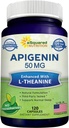 aSquared Nutrition Apigenin 50mg & L-Theanine 200mg - 120 Capsules - Apigenin Supplement Pills for Sleep and Relaxation - Natural Bioflavonoid Extract Found in Chamomile Tea