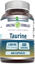 Amazing Formulas Taurine 1000mg Capsules Amino Acid Supplement | Non-GMO | Gluten Free | Made in USA (400 Count)