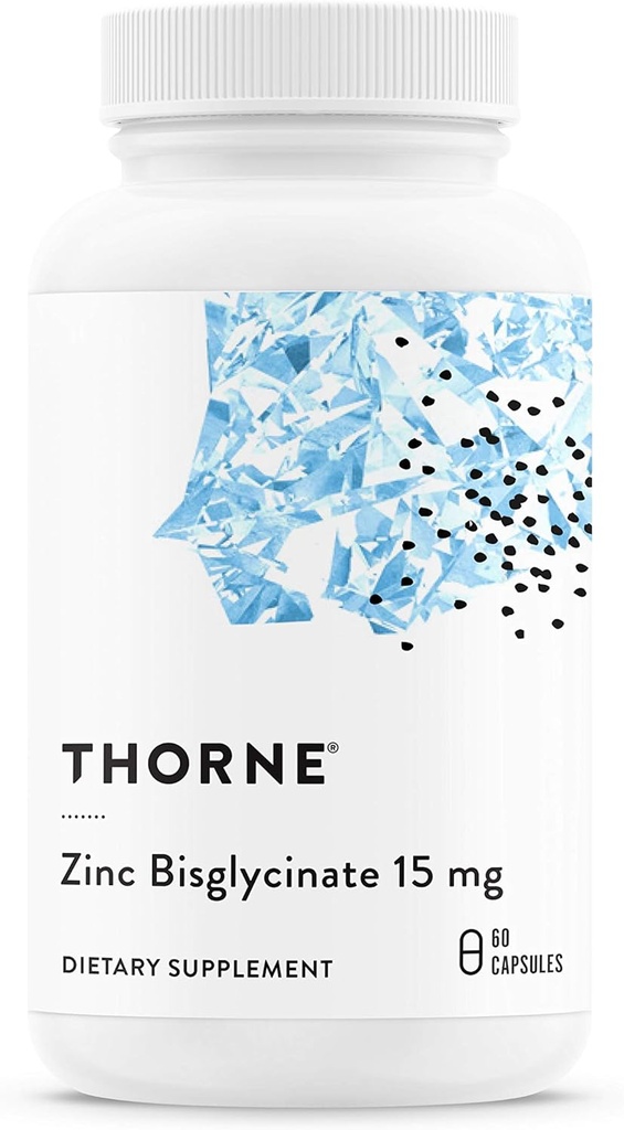 THORNE - Zinc Bisglycinate 15mg - Daily Support for Skin, Eye & Immune System Health* - Chelated Zinc Supplement - 60 Servings