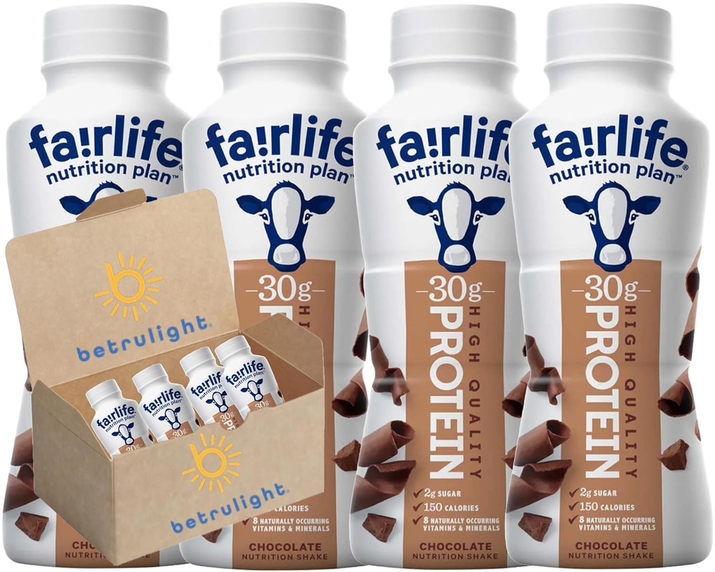 Ready to Drink Fairlife Protein Shakes |Nutrition Plan Protein Shake | Chocolate, Vanilla, Strawberry | Core Power Elite |Fair life Protein Shakes Variety Pack |11.5 Fl Oz Pack of 4| Every Order is Elegantly Packaged in a Signature BETRULIGHT Branded Box!