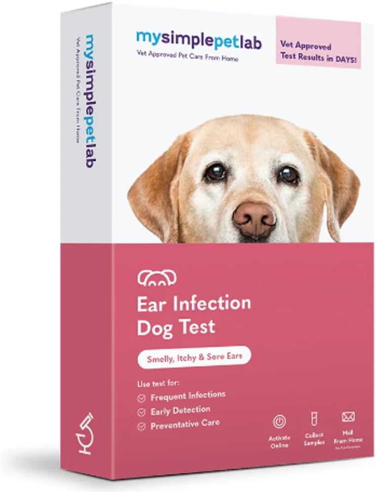 MySimplePetLab Dog Ear Infection Test Kit, Vet Approved, Detects Yeast & Bacteria, Mail-in Kit, Fast Results, Easy at-Home Use for Smelly, Itchy Ears, Supports Dog Ear Health