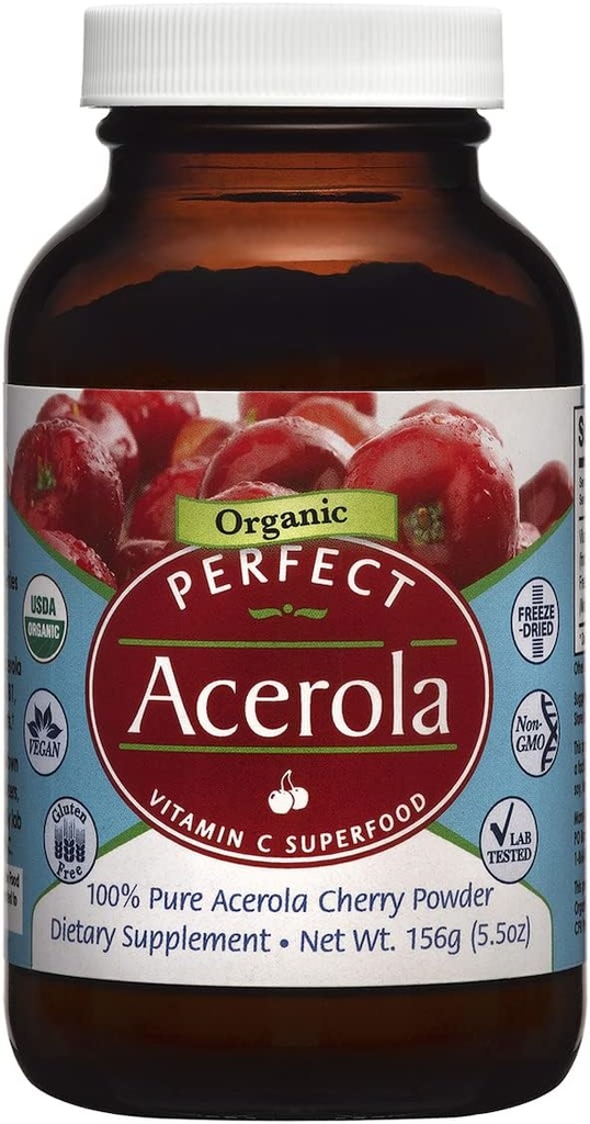 Perfect Supplements – Perfect Acerola Powder – 156 Grams – 100% Pure Acerola Cherry – All-Natural Vitamin C Superfood – Immune System Support