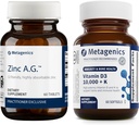 Metagenics Bundle - Zinc A.G. & D3 10,000 + K - 60 Tablets of Zinc A.G. for Immune Support, Bone Health, Energy Metabolism - 60 Softgels of D3 10,000 + K for Immune Support, Heart Health