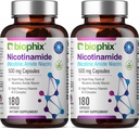 biophix B-3 Nicotinamide 500 mg 180 Caps 2 Pack - Nicotinic Amide Niacin Natural Flush-Free Vitamin Formula - Supports Skin Cell Health