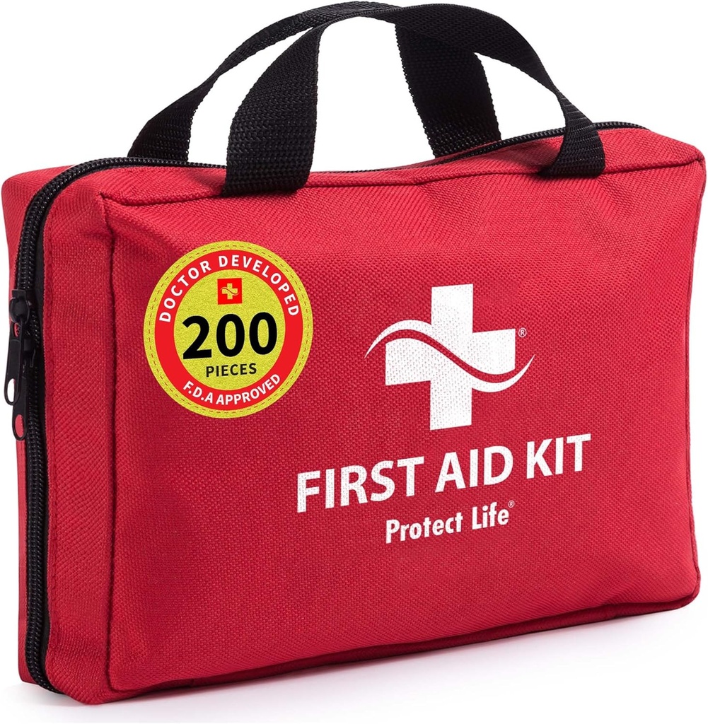 Protect Life Business First Aid Kit, Emergency First Aid Kit for Office Setting, Medical Kit Supplies, First Aid Kits for Businesses, School & Commercial Use - 200 Pieces