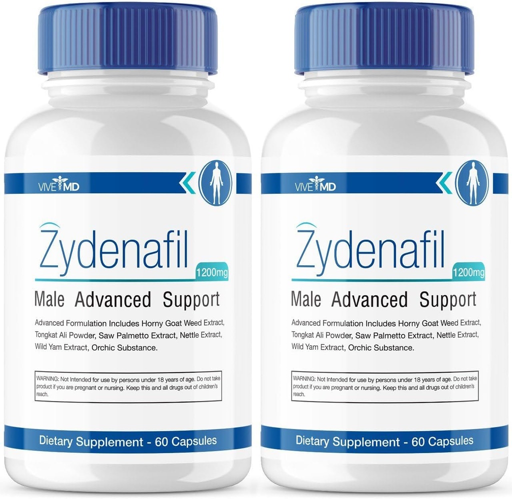 VIVE MD Zydenafil Pills for Men Advanced Formula - Zydenafil Male Pills - Zydenafil 1200mg for Maximum Strength with Tongkat Ali, Saw Palmetto, Horny Goat Weed Reviews (2 Pack)