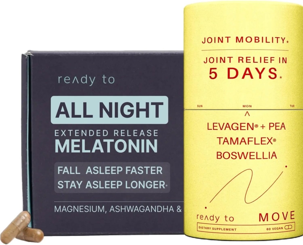 Joint Relief & Sleep Set | Sleep & Joint Support with Melatonin, Ashwagandha, Tamaflex® Turmeric, and Pea | Restful Sleep & Joint Supplements Pack