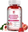 Potassium Magnesium Gummies - High Absorption Magnesium Glycinate & Potassium Citrate 200mg Plus Omega 3, B6, D3, K2 & Calcium - Chewable Gummy for Immunity & Energy - Peach Flavor - 60 Count