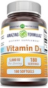 Amazing Formulas Vitamin D3 (Cholecalciferol) Supplement | 5000 IU per Serving | 180 Softgels | Non-GMO | Gluten-Free | Made in USA