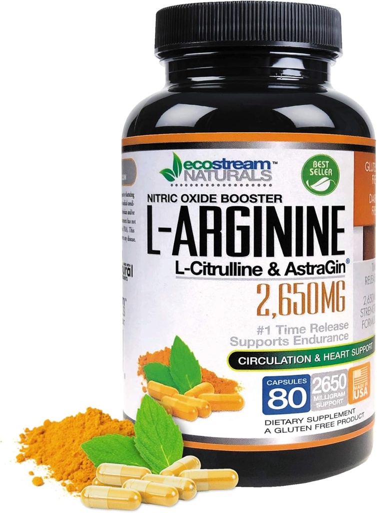 MAX 2650mg Nitric Oxide Booster L-Arginine - L-Citruline and Astragin - Time Release 2650 MAX Formula