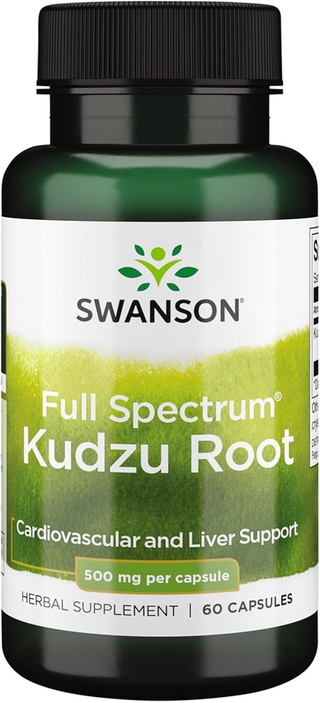 Swanson Full Spectrum Kudzu Root - Herbal Supplement Supporting Heart Health & Liver Health - May Support Healthy Blood Pressure & Cholesterol Levels - (60 Capsules, 500mg Each)