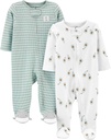 Simple Joys by Carter's unisex-baby 2-way Zip Thermal Footed Sleep and Play, Pack of 2