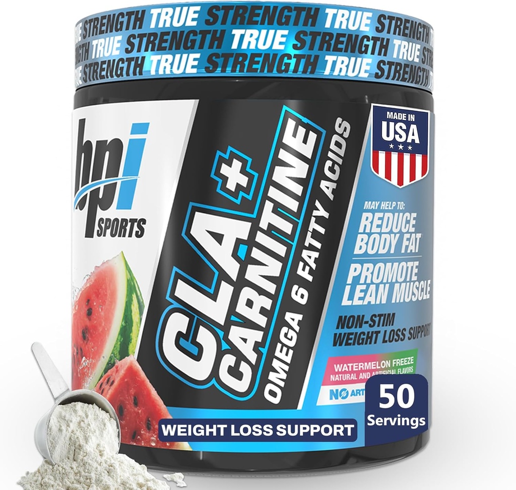 BPI Sports CLA+Carnitine – CLA L Carnitine & Linoleic Acid – L Carnitine Supplement for Weight Loss, Metabolism & Lean Muscle – Caffeine Free – Watermelon Freeze – 50 Servings – 12.34 oz