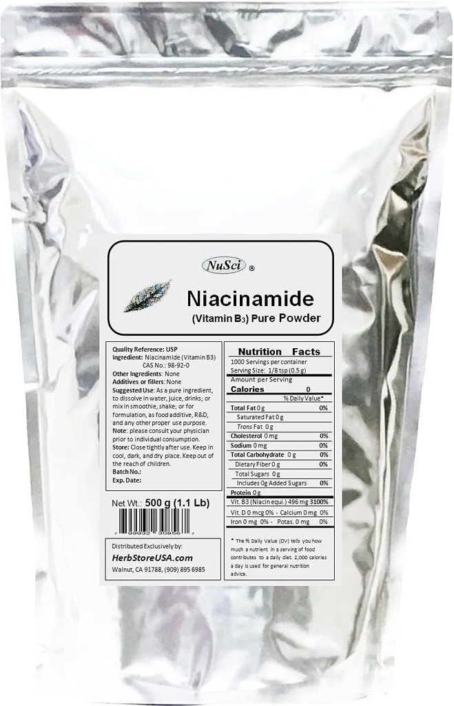 Niacinamide Vitamin B3 Pure Powder Energy (500 Grams (1.1 lb))