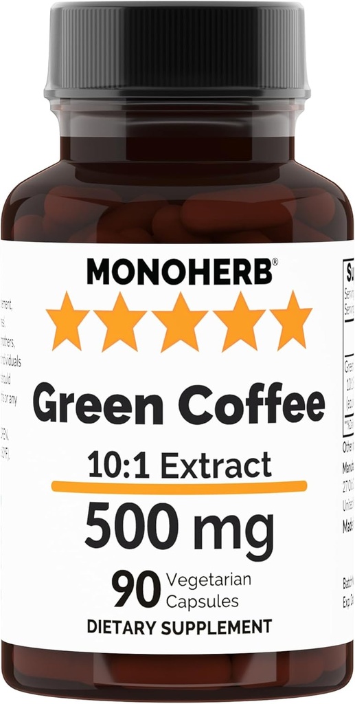 MONOHERB Green Coffee Extract 500 mg - 90 Vegetarian Capsules