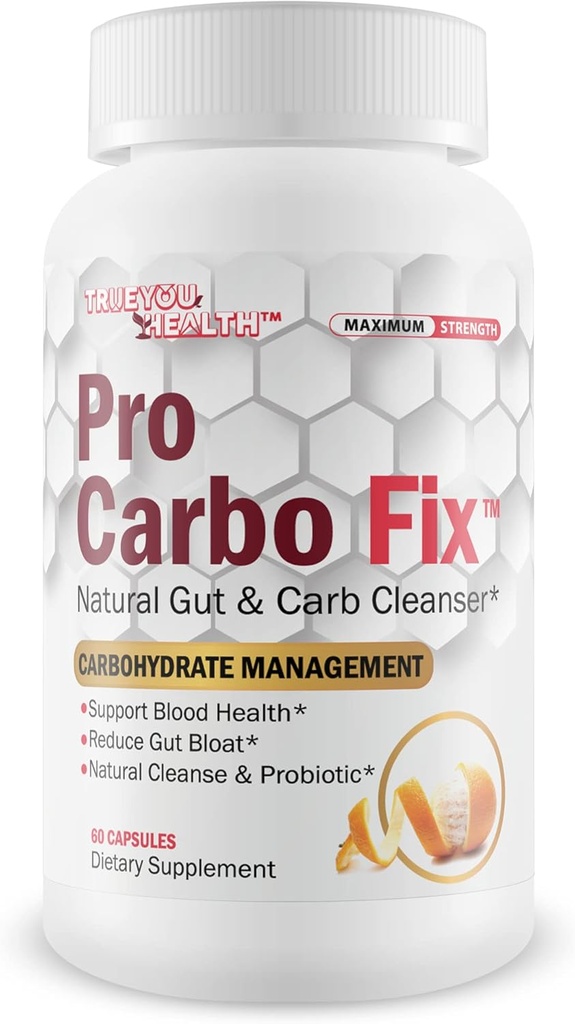 Pro Carbo Fix - Natural Gut & Carb Cleanse Supplement - Plant Based Formula w/Probiotics - Support Digestive Health & Blood Health - Help Flush Carbs & Toxins - Promote Regularity & Reduced Gut Bloat