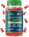 Vitamin B Complex Gummies for Adults, B Complex Vitamin Supplement for Women and Men, B Vitamins Complex Gummies for Energy and Brain Health, Natural Strawberry Flavor, 60 Count