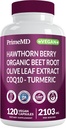 26-in-1 Nitric Oxide Supplement - Heart & Circulation Support with CoQ10, Turmeric, Organic Beet Root, Hawthorn Berry & Garlic - 2103mg per Serving (120ct)