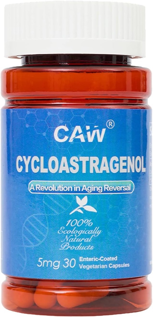 CAW Hypersorption Cycloastragenol 98% 5mg 30 Capsules | Anti-Aging Telomerase Activation | DNA Health Immunity Boost Telomere Length | Enteric-Coated Capsules (1 Bottle)