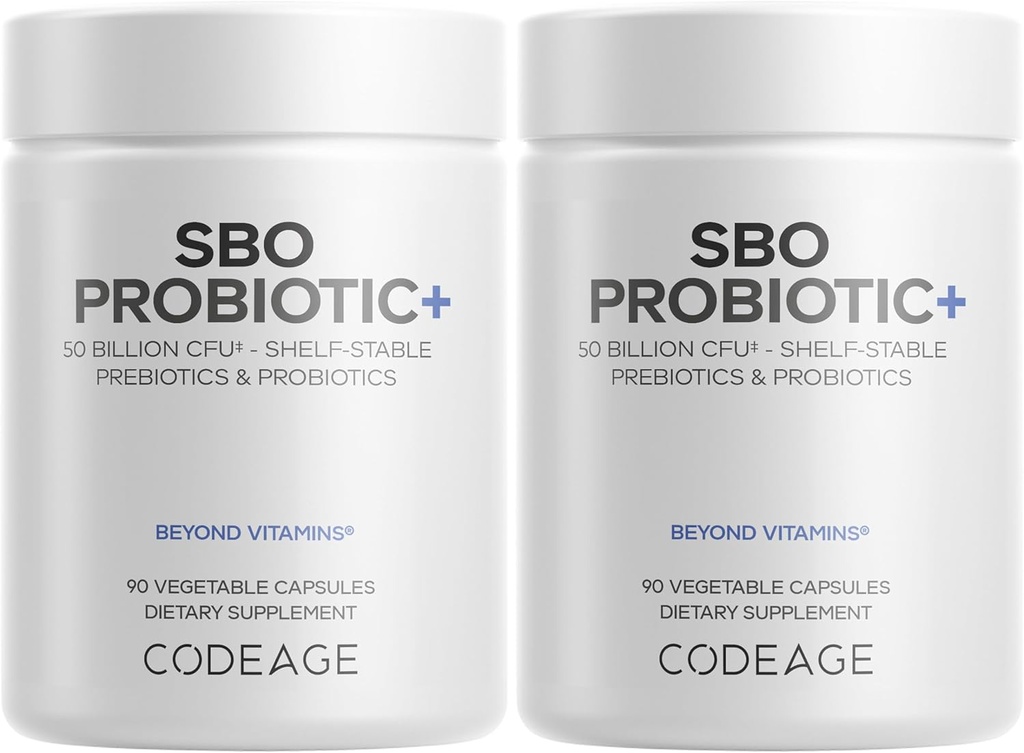 Codeage SBO Probiotics, 50 Billion CFUs Per Serving, Multi Strain Soil Based Organisms Blend and Organic Fermented Botanical Blend, Shelf-Stable - 2 Pack