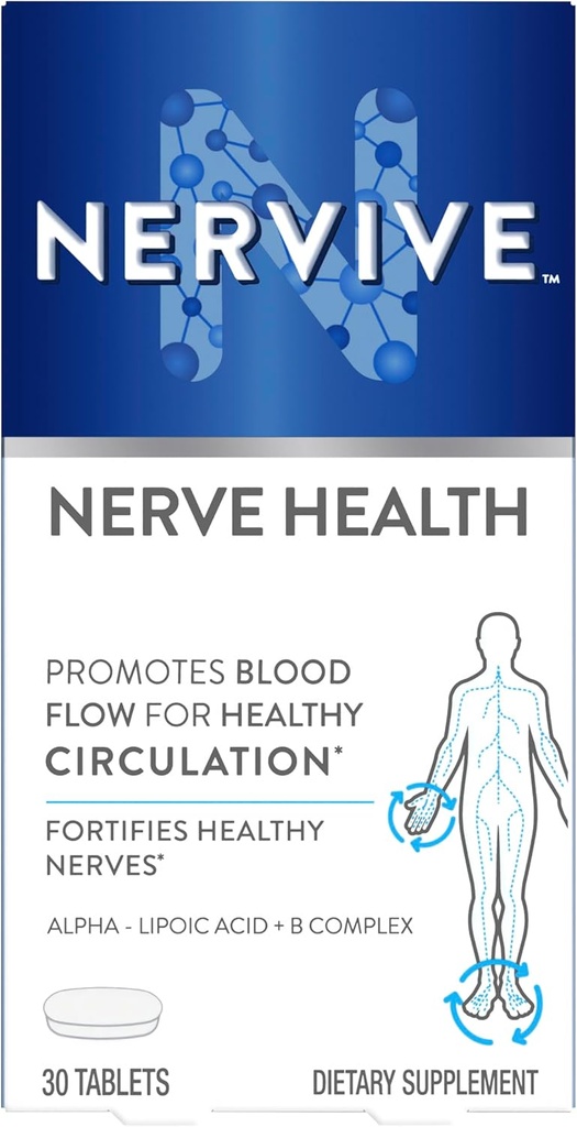 Nervive Nerve Health, Alpha Lipoic Acid, Fortify Nerve Health, Healthy Nerve Function, Healthy Blood Circulation, Supplement, Tablet, 30 Tablets