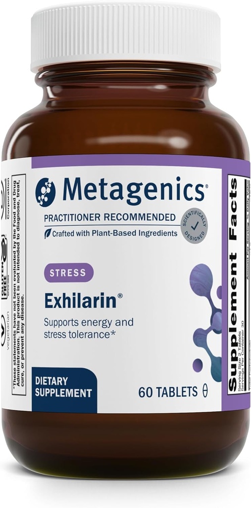 Metagenics Exhilarin - Energy & Stress Tolerance Support* - with Ashwagandha, Holy Basil, Amla & Bacopa - Designed in Style of Ayurvedic Medicine - 60 Tablets