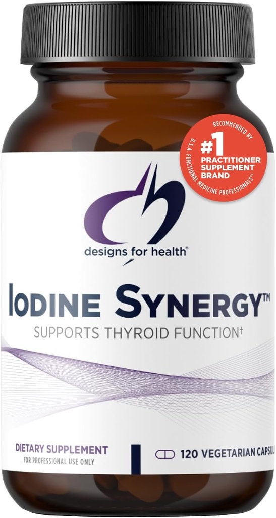 Designs for Health Iodine with Selenium - Iodine Synergy, 10mg Potassium Iodide + 40mcg Selenium (Selenomethionine) Supplement for Thyroid Support - Non-GMO + Gluten-Free (120 Capsules)