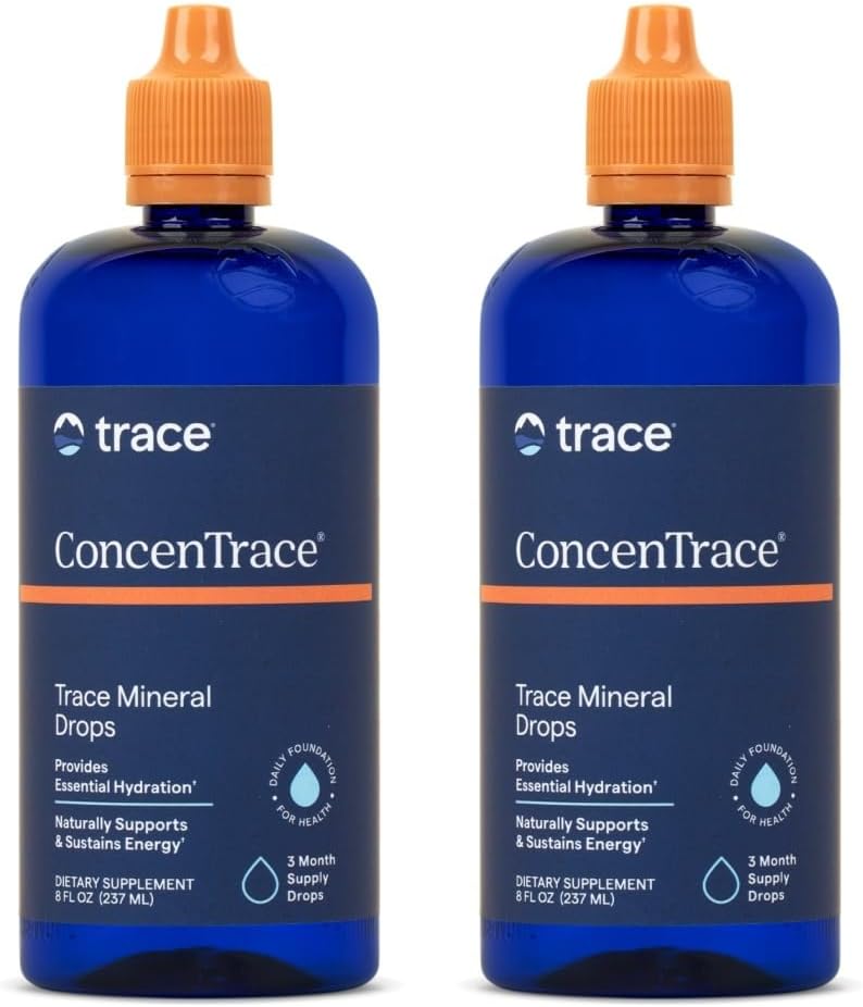 Trace Minerals ConcenTrace Trace Mineral Drops - Liquid Supplement for Bone & Joint Support - Aids Hydration & Electrolyte Restoration - Unflavored, 8 fl oz (192 Servings)
