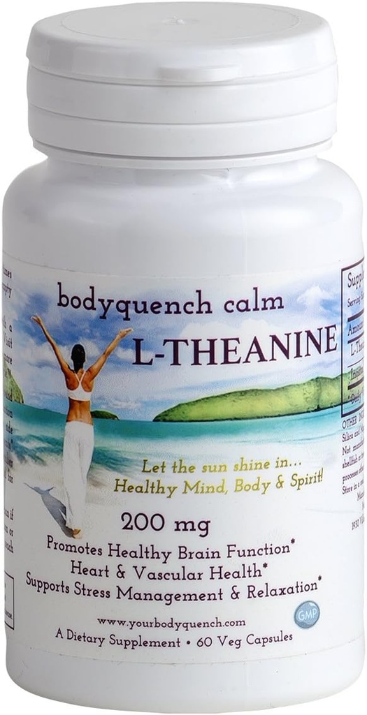 L-Theanine - High Potency 200 mg per Serving + 100 mg Inositol Promotes Stress Management & Relaxation, Heart & Brain Health, 60 Veg Capsules