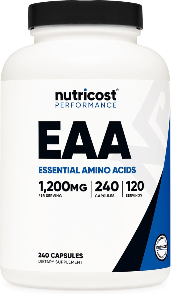 Nutricost EAA Capsules 1200mg, 240 Capsules - Essential Amino Acids, 120 Servings - Non-GMO, Gluten Free & Vegan