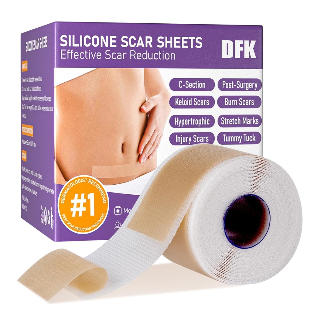 Silicone Scar Sheets, Silicone Scar Tape(1.6"x 79" Roll-2M), Reusable Professional Scar Silicone Strips, Soft Silicone Scar Sheets for Surgical Scars,Keloid,Acne Scars,Burn Scar,C-Section