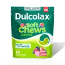Dulcolax Saline Laxative Soft Chews, Gentle Constipation Relief, Mixed Berry Flavor, Magnesium Hydroxide 1200 mg, 60 Count