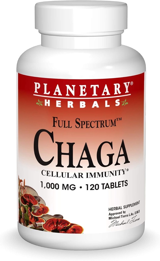 Planetary Herbals Chaga Full Spectrum, Enhance Cellular Immunity, 120 Count (Pack of 1)