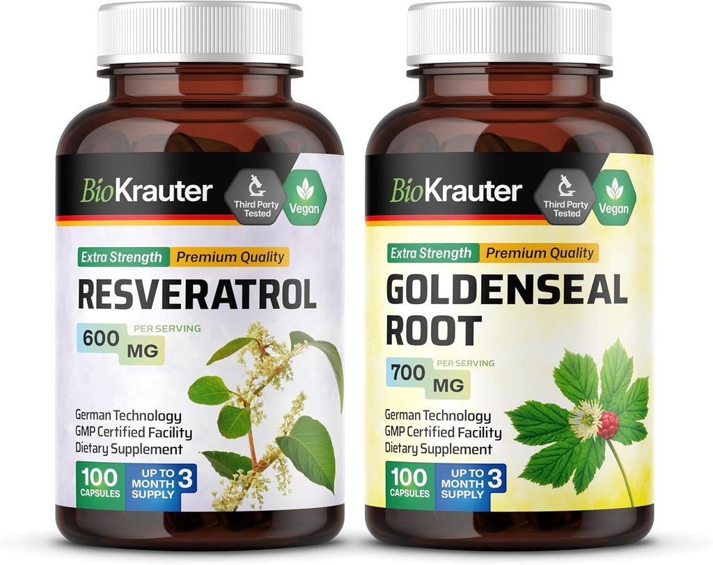 BIO KRAUTER Resveratrol 100 Capsules & Goldenseal 100 Capsules