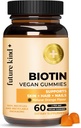 Future Kind Vegan Biotin Gummies (60ct) - Biotin Vitamins for Hair Skin and Nails with VIT A, C, & E - Vegan Hair Skin and Nails Vitamins for Women & Men - Orange Flavored Biotin Hair Growth Vitamins