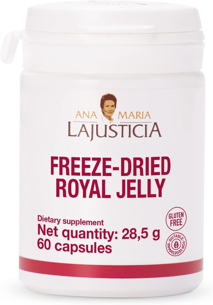 Ana Maria Lajusticia - Freeze-Dried Royal Jelly - 60 Day Treatment Pack - Rich in Vitamin B, Iron, Phosphorus and Calcium - Dairy and Gluten Free. Vegetarian Friendly