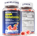 2 Pack Sugar Free Melatonin Gummies 10mg 20mg Magnesium Glycinate Melatonin for Adults, Ashwagandha, L-Theanine, B6, B12, Lemon Balm and Chamomile for Deep Relaxation, Antioxidant, Vegan,120 Day