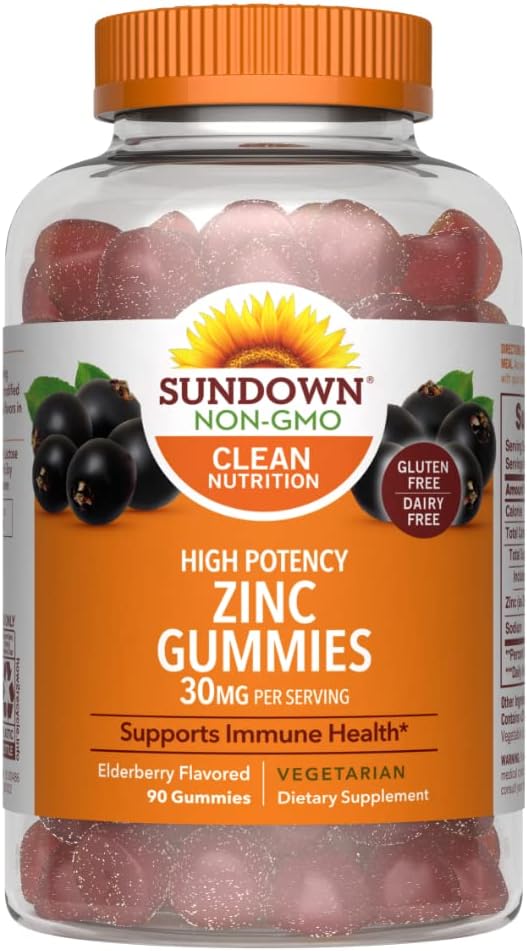Sundown High Potency Zinc Gummies, 90 Count