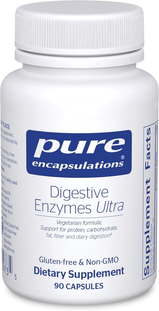 Pure Encapsulations Digestive Enzymes Ultra - Vegetarian Digestive Enzyme Supplement to Support Protein, Carb, Fiber, and Dairy Digestion* - 90 Capsules