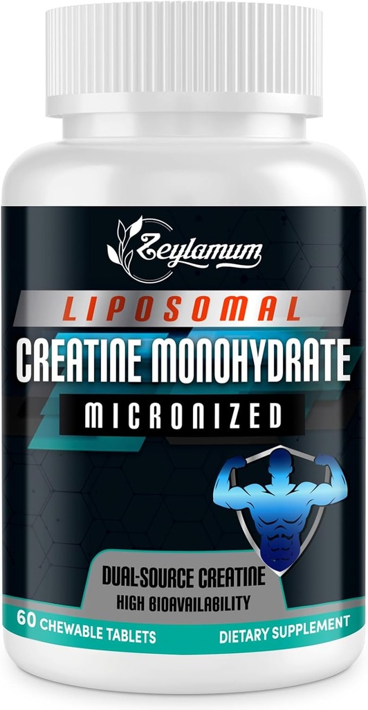 Creatine Chews Tablets for Men & Women, Creatine Monohydrate, 99% Absorption with Liposomal & Micronized, 30 Servings