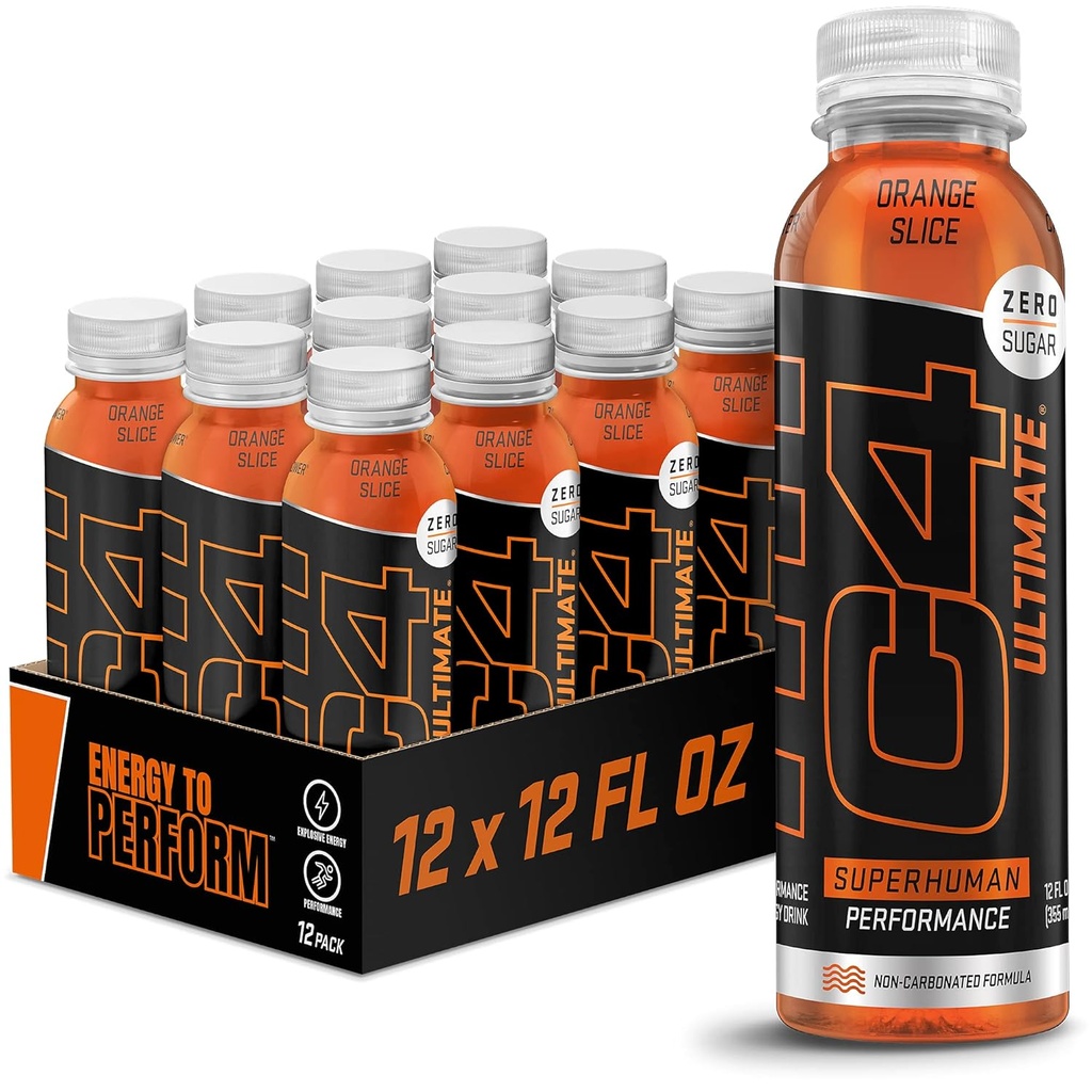 Cellucor C4 Ultimate Non-Carbonated Zero Sugar Energy Drink, Pre Workout Drink + Beta Alanine, 12 Fl Oz (Pack of 12)