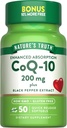 Nature's Truth CoQ10 200mg Softgels | 50 Count | Enhanced Absorption Supplement | Plus Black Pepper Extract | Non-GMO, Gluten Free