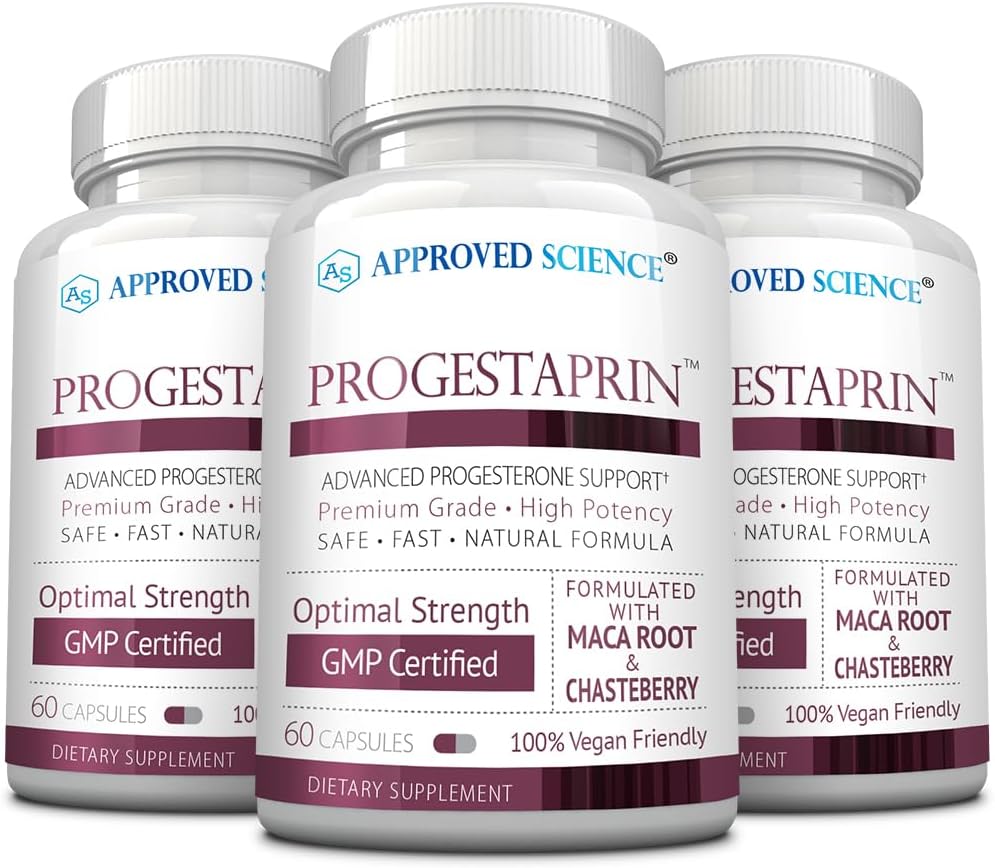 Approved Science Progestaprin - Progesterone Support Supplement - 3 Bottles - 180 Capsules - Vegan