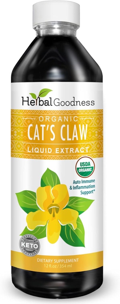 Cat's Claw Liquid Extract - Herbal Supplement for Digestive Boost, Joint/Muscle Support, Immunity, Heart Support- Superior Absorption-Organic 12oz -23 Servings/Bottle -Made in USA -Herbal Goodness
