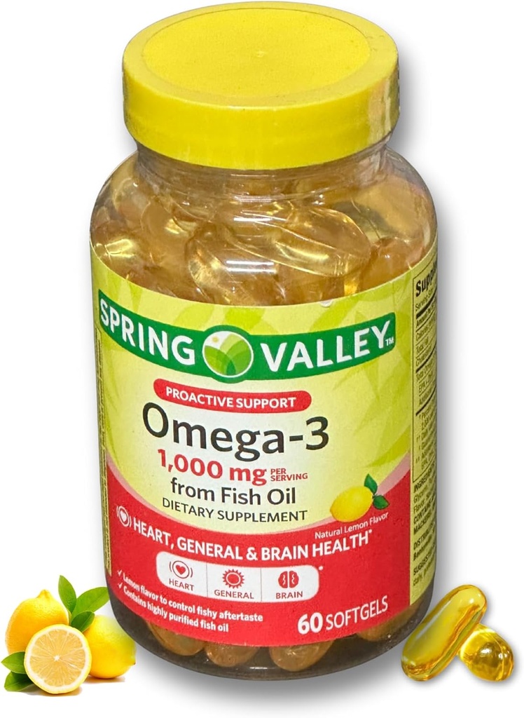 Omega 3 1000mg- Fish Oil 60 softgels (Pack of 1)