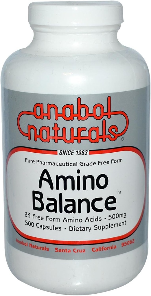 Amino Balance 500 caps, Energy Amino Supplement, Complete 23 Free Form Amino Blend Formula with BCAA’s, 9 Essential Amino Acids EAA’s for Sports Nutrition, Post Workout Muscle Recovery