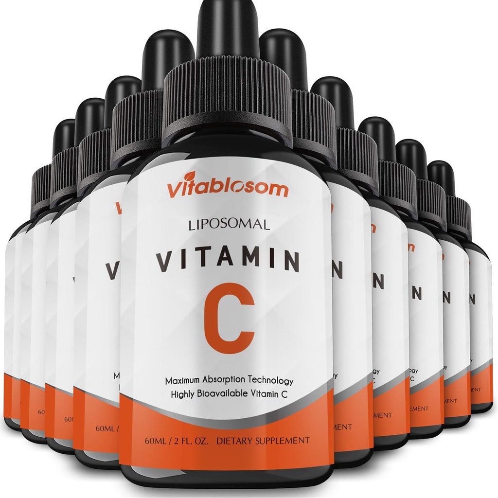Liposomal Vitamin C 2000mg Liquid for Adults, High Absorption VIT C, Maximize Vitamin C, Good for Immune System & Antioxidant, 60ML (10 Bottles)